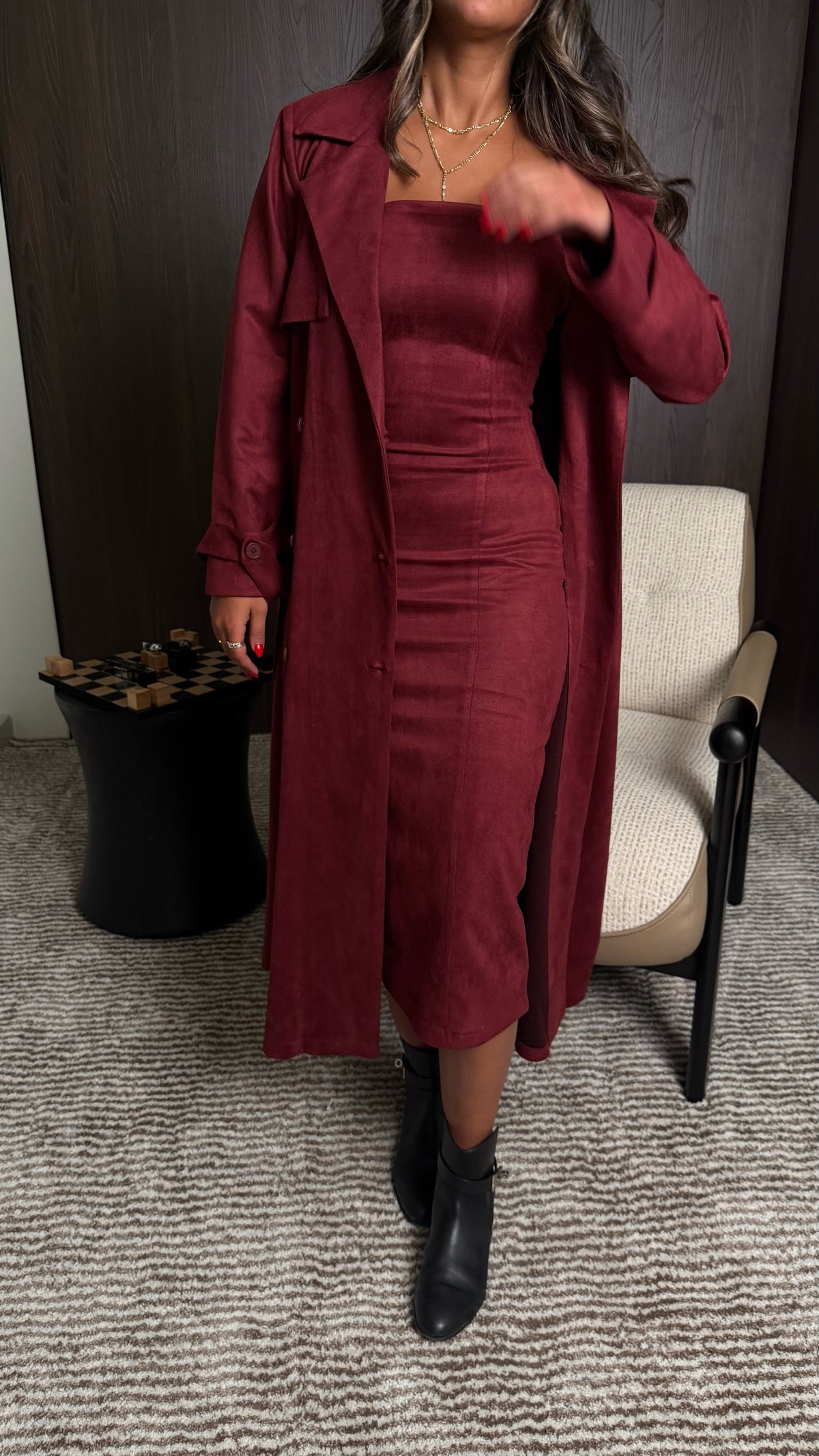 Suede coat set