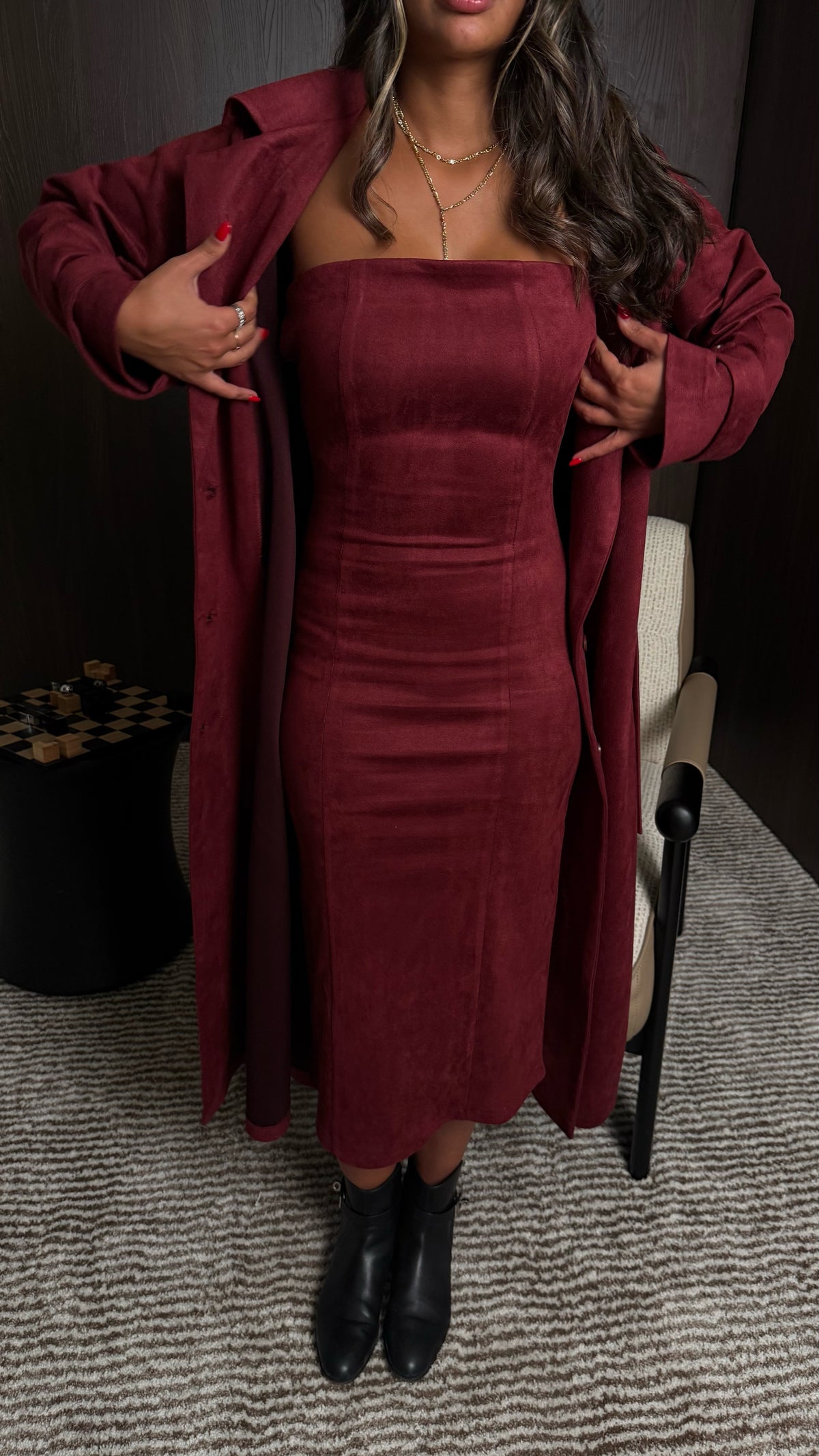 Suede coat set